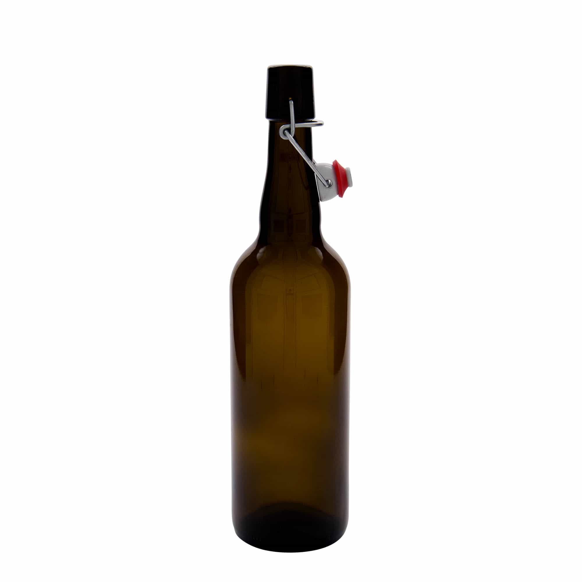 750 ml butelka piwa Belgia, szkło, brązowa, szyjka: zamknięcie na klips