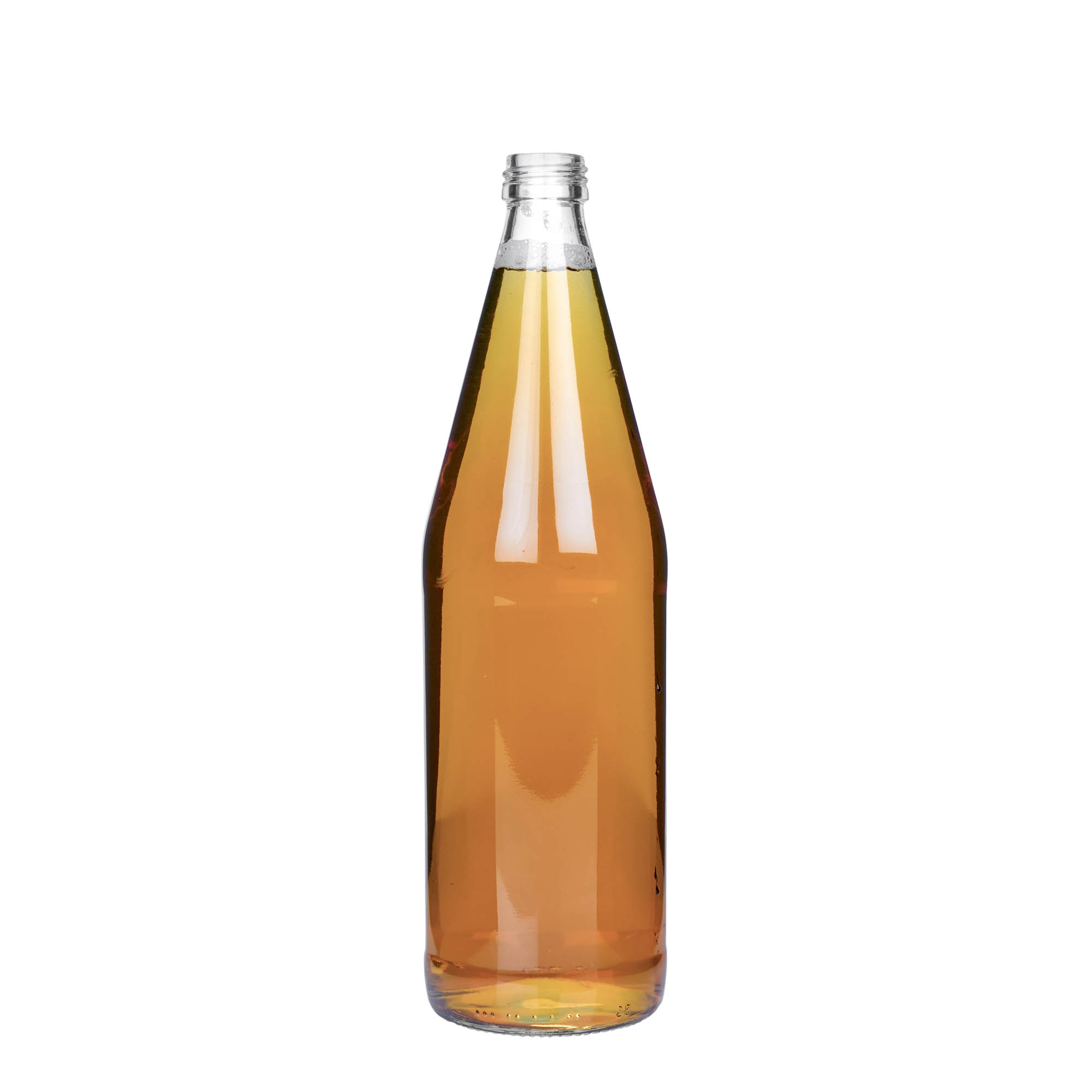 750 ml uniwersalna butelka w kształcie marchewki, szkło, gwint: PP 28