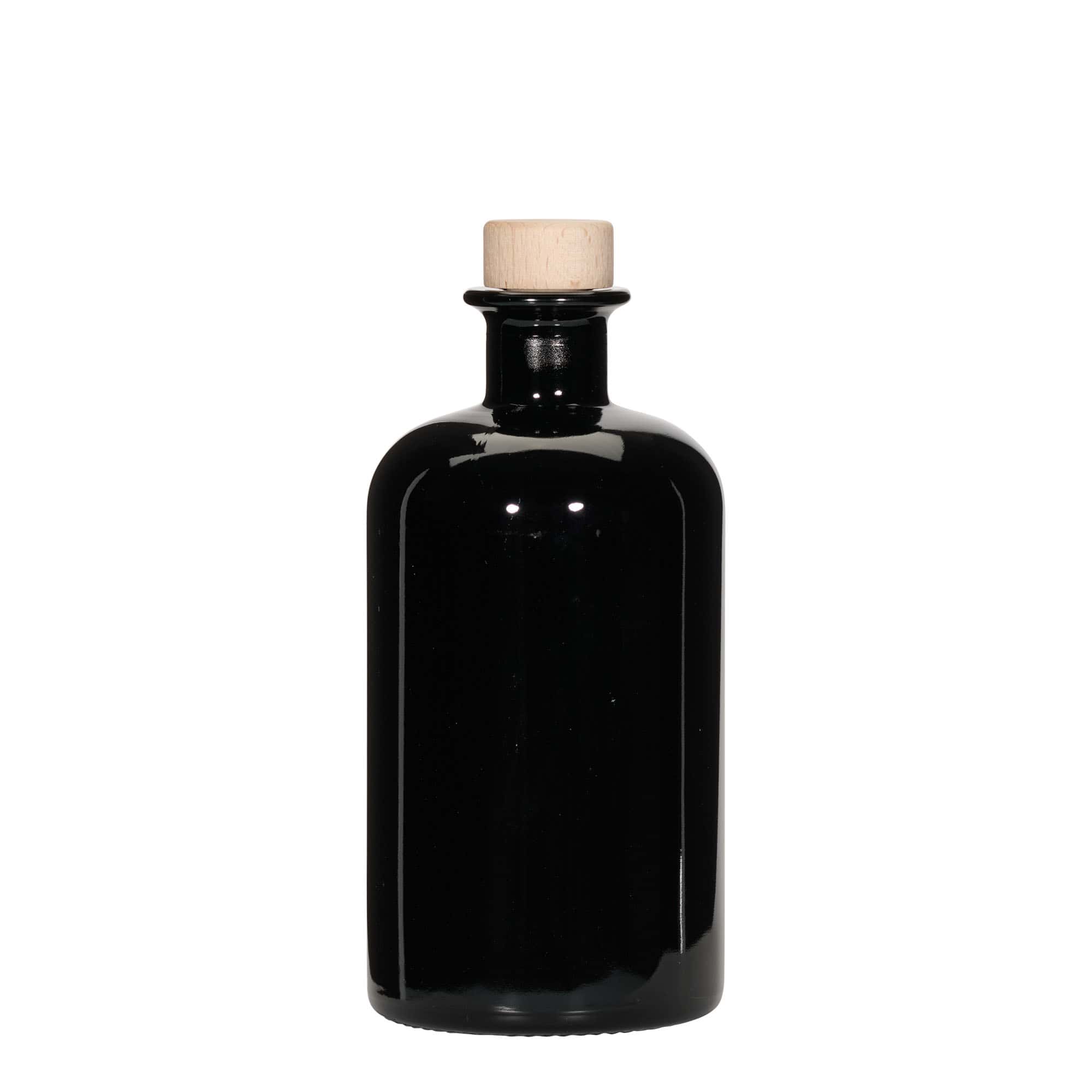 500 ml butelka szklana apteczna, czarna, zamknięcie: korek