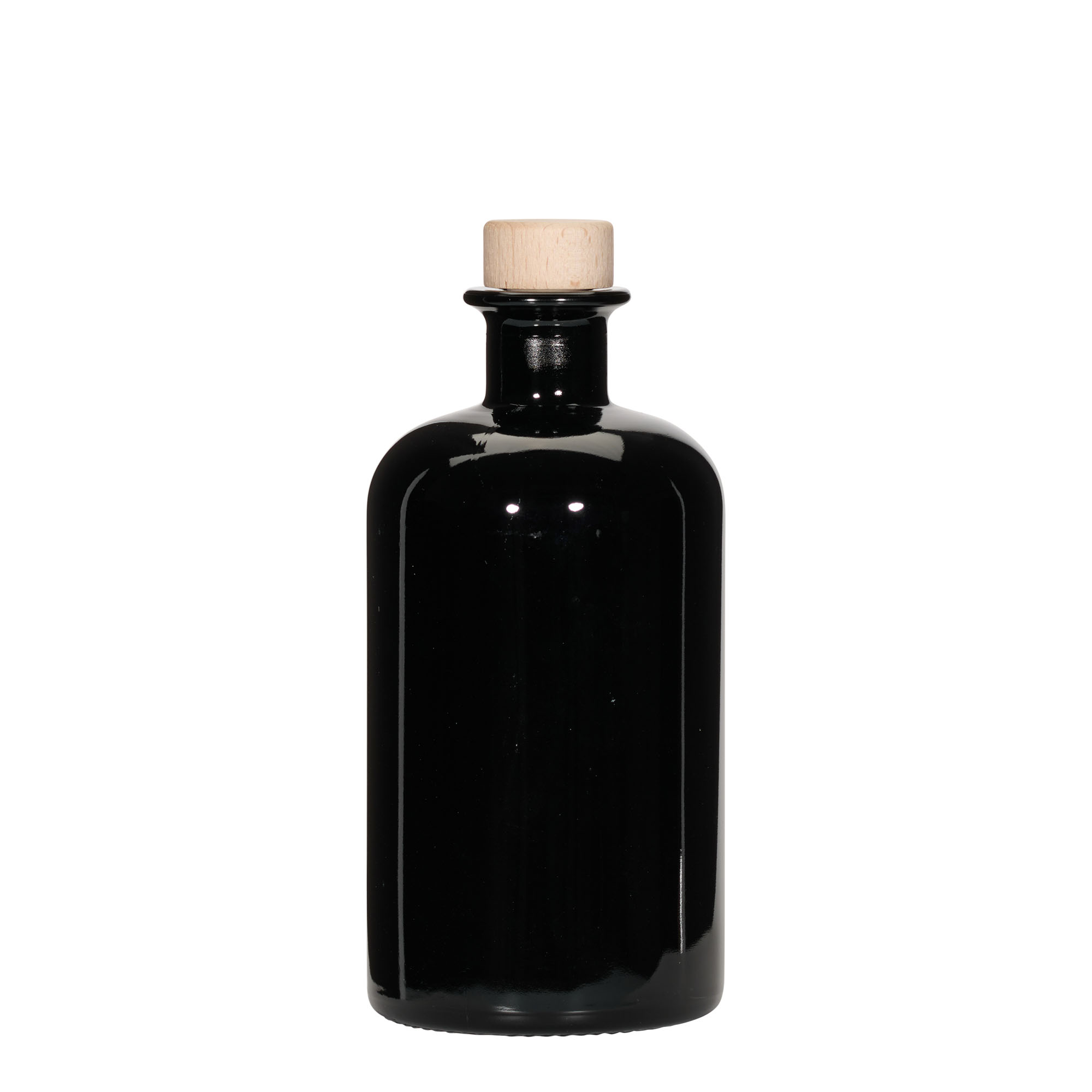 500 ml szklana butelka aptekarza, czarna, szyjka: korek