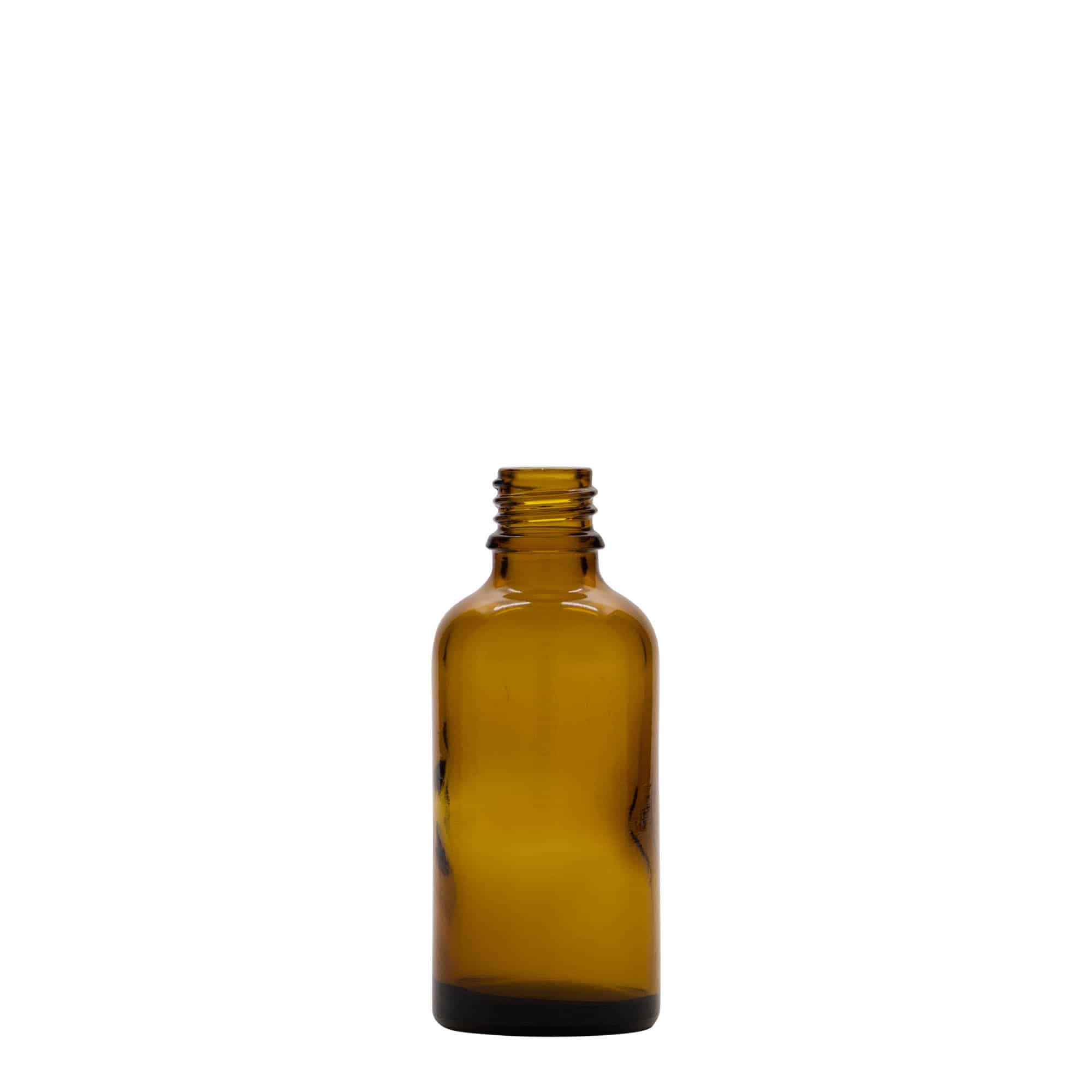 50 ml butelka medyczna, szkło, brązowa, wylot: DIN 18 50 ml butelka medyczna, szkło, brązowa, wylot: DIN 18