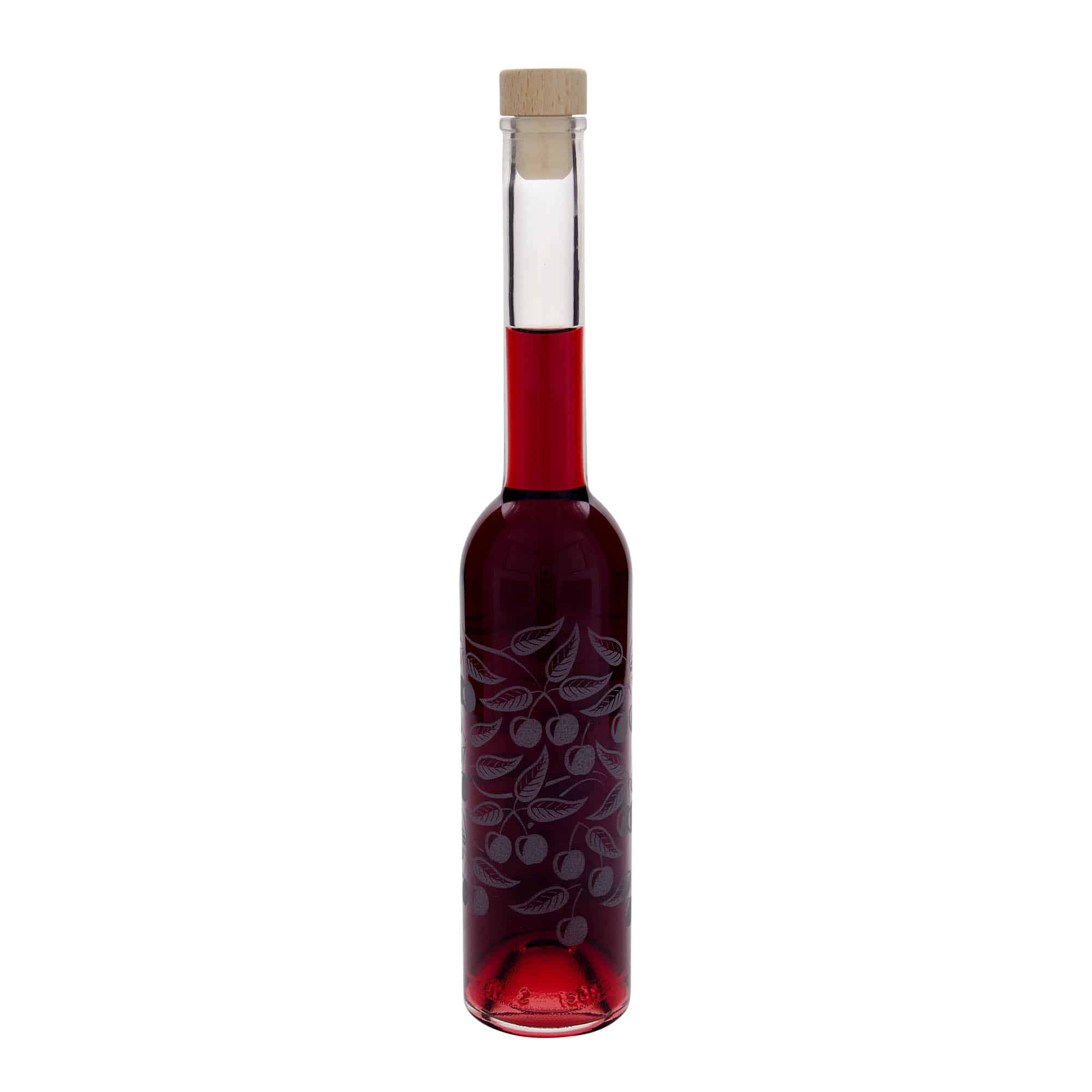 350 ml butelka szklana 'Opera', wzór: czereśnie, zamknięcie: korek