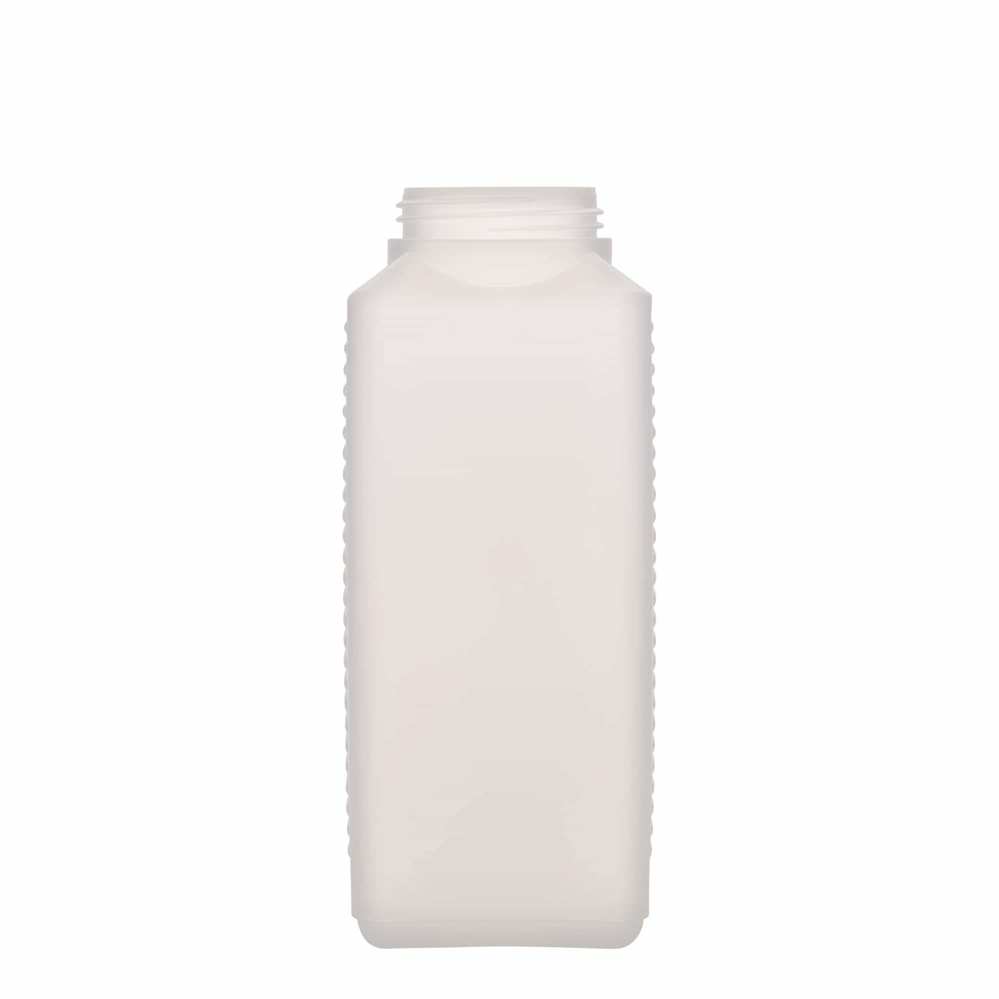 1000 ml butelka z szeroką szyjką, prostokątna, tworzywo sztuczne HDPE, kolor naturalny, zamknięcie: DIN 60 EPE 1000 ml butelka z szeroką szyjką, prostokątna, tworzywo sztuczne HDPE, kolor naturalny, zamknięcie: DIN 60 EPE