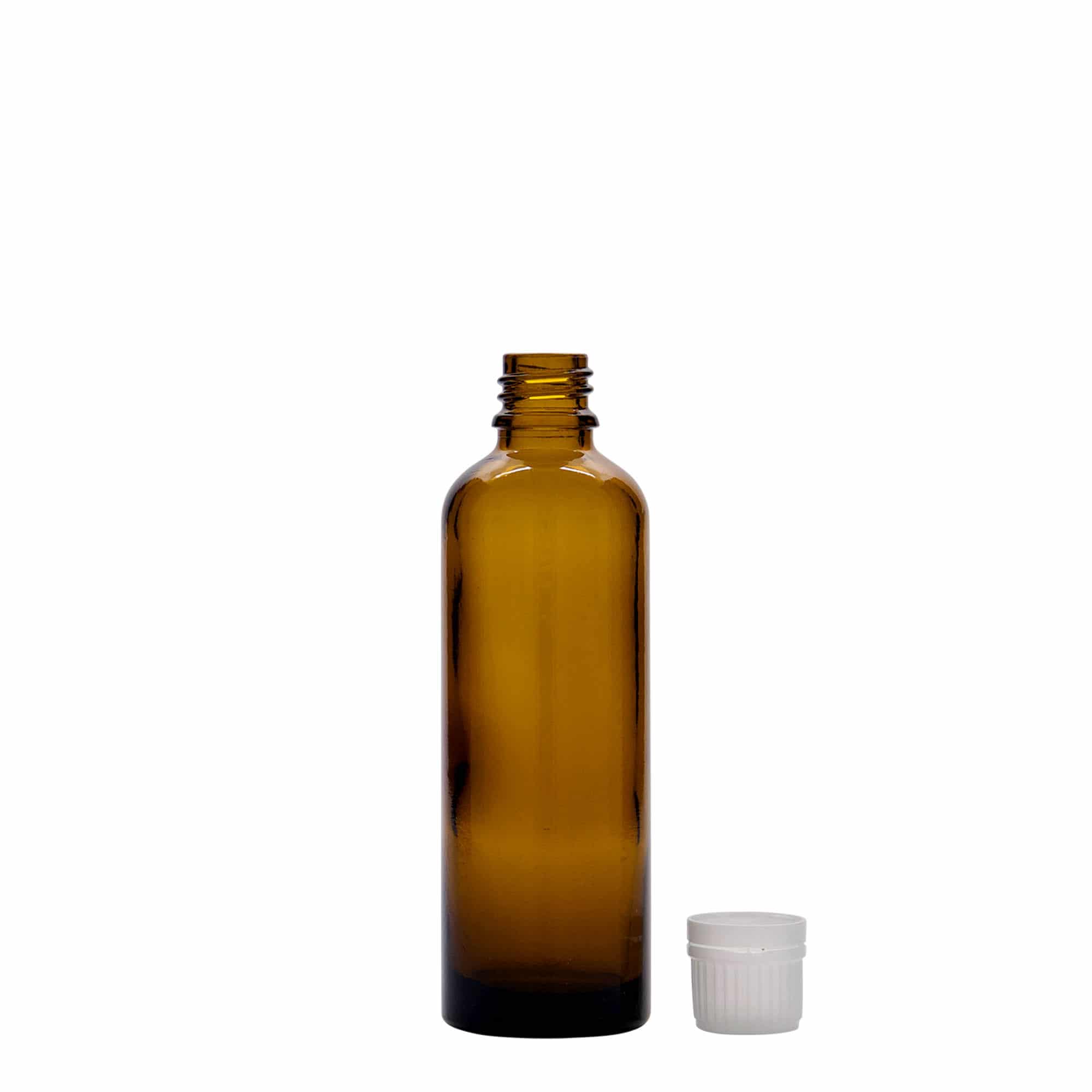 75 ml butelka medyczna, szkło, brązowa, szyjka: DIN 18