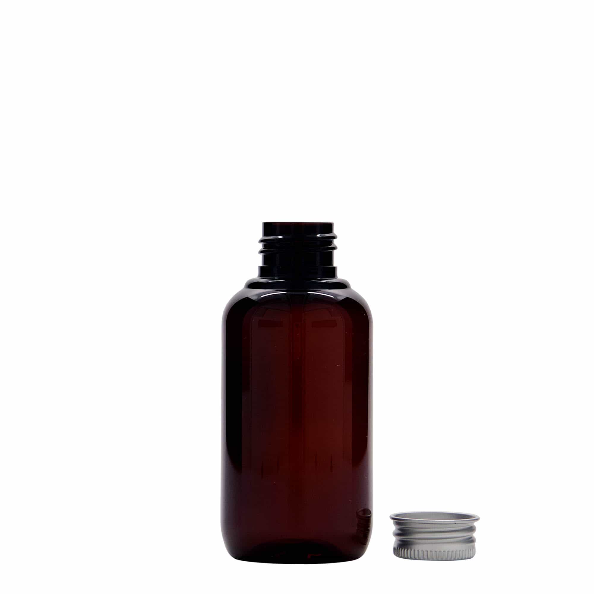 100 ml butelka z tworzywa sztucznego z recyklingu 'Victor's Best', PCR, brązowa, gwint: 24/410