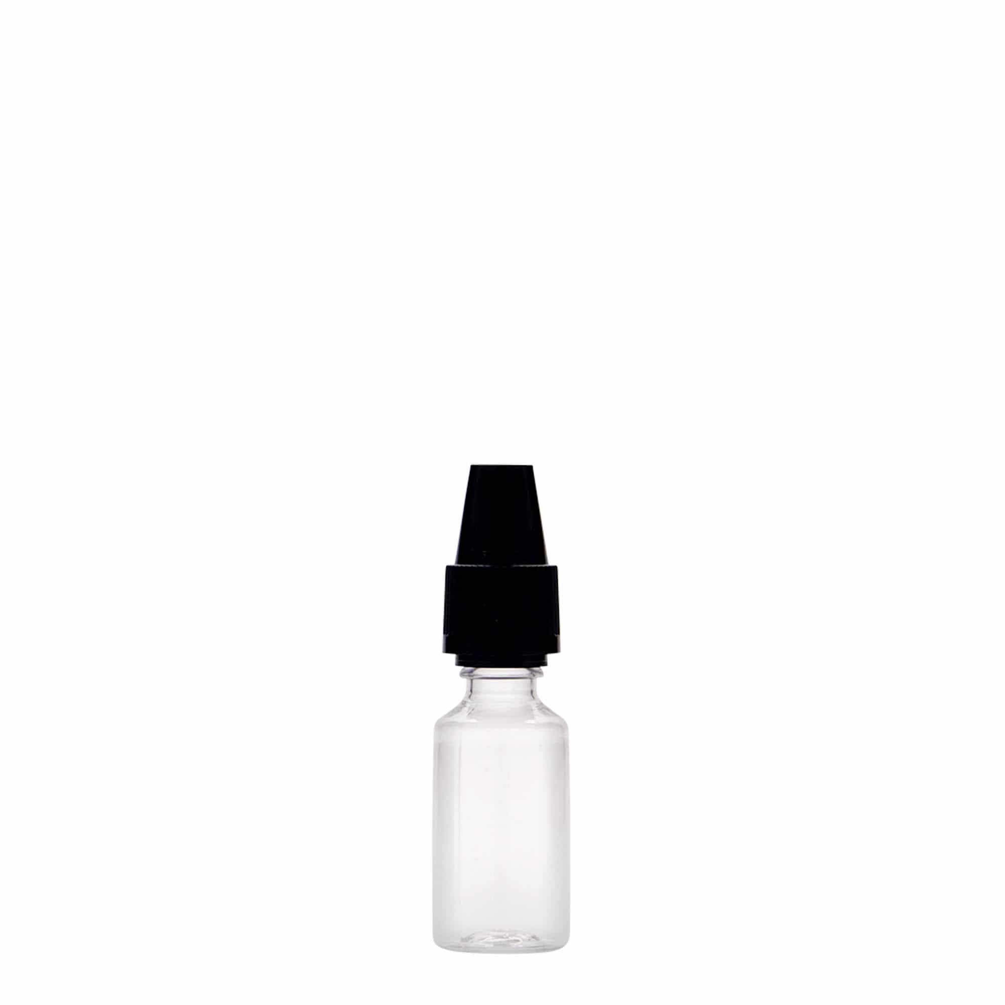 10 ml butelka PET 'E-Liquid' z zabezpieczeniem jakości i zabezpieczeniem przed dziećmi, zamknięcie: zakrętka