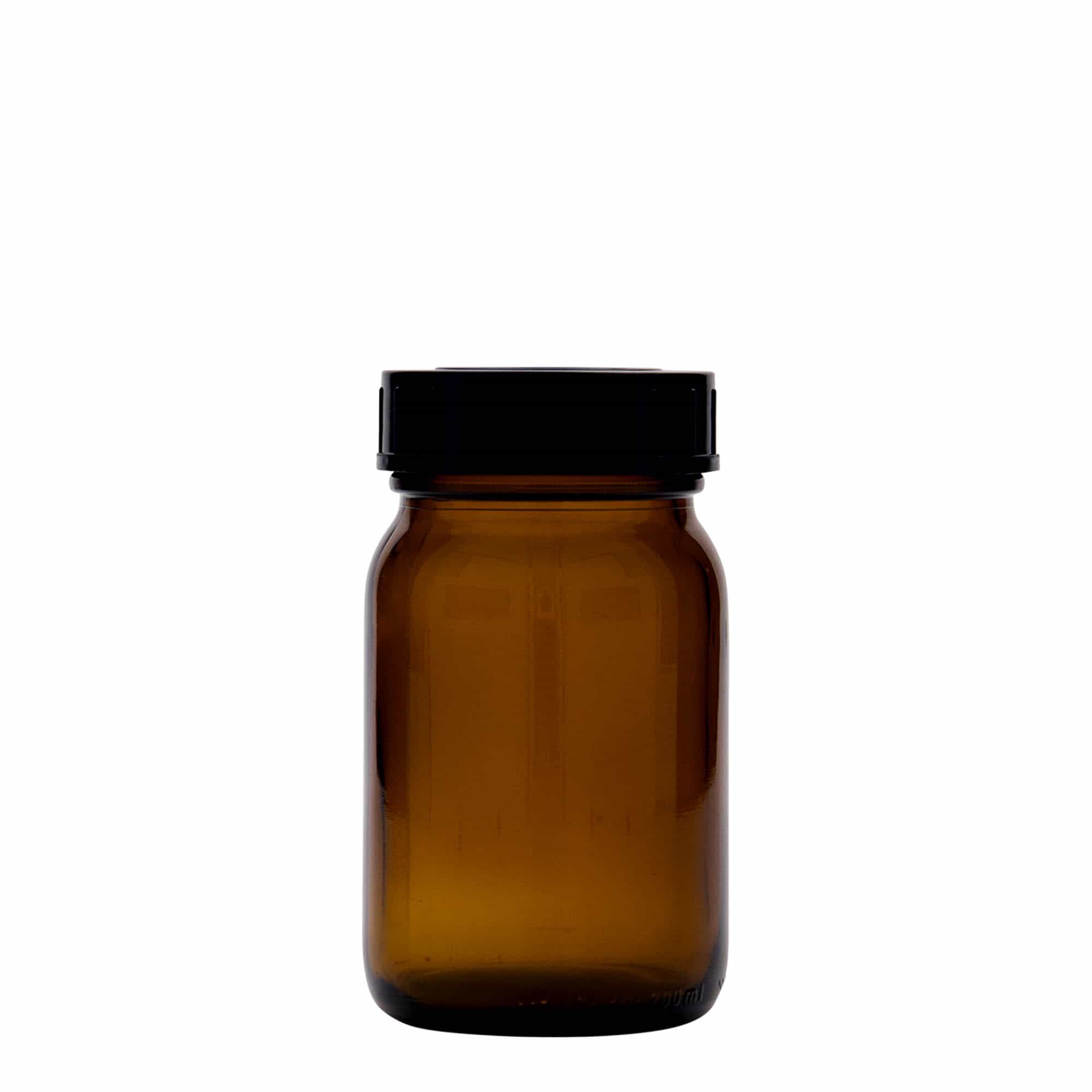 200 ml słoik z szeroką szyjką, brązowy, wylot: DIN 55