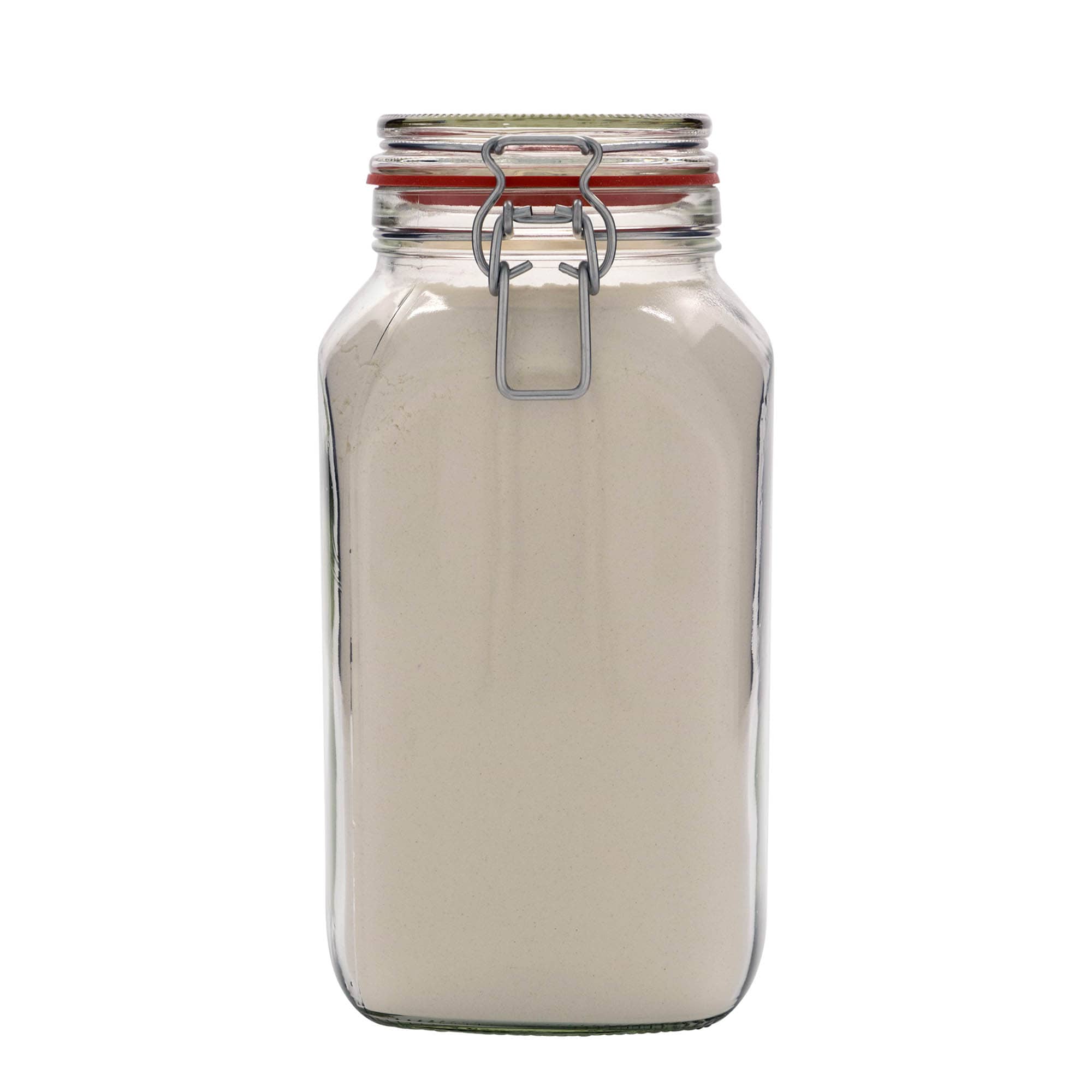 2.590 ml słoik ze szklanym zamknięciem drucianym #, kwadratowy, otwór: zamknięcie druciane