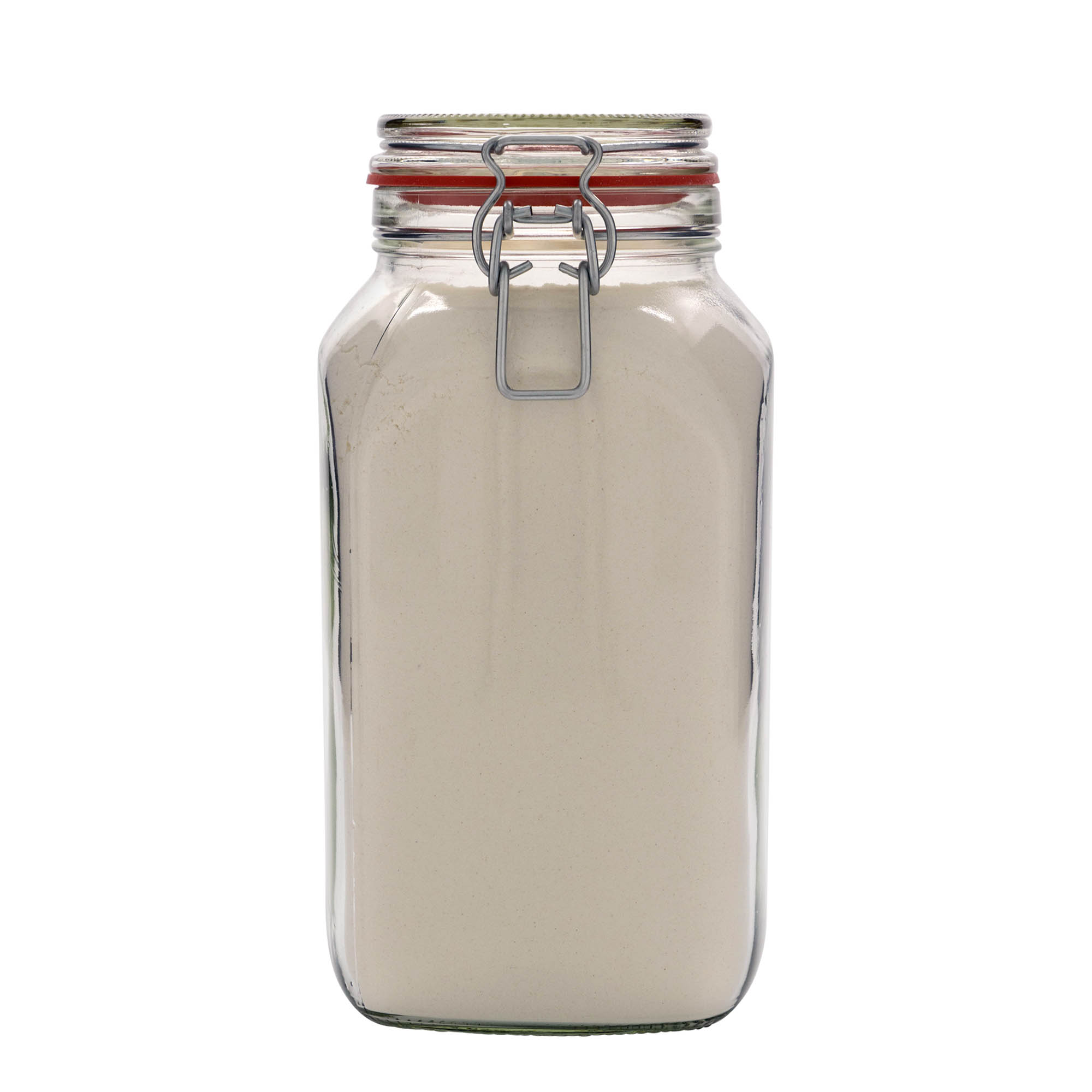 2.590 ml słoik ze szklanym zamknięciem drucianym, kwadratowy, otwór: zamknięcie druciane