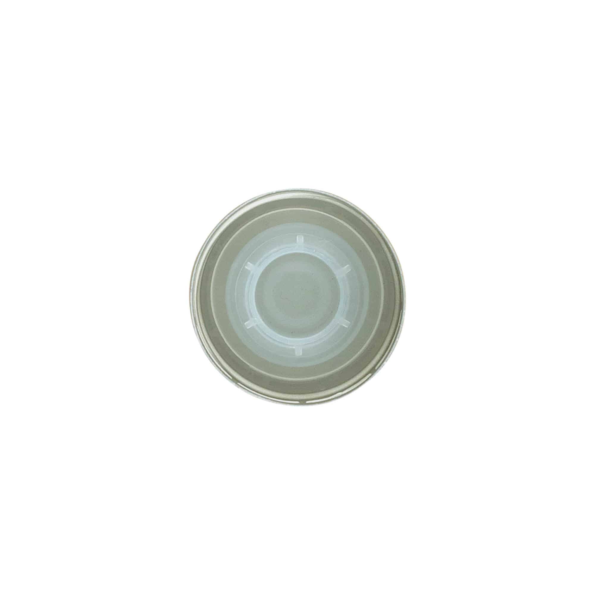 Zakrętka z wkładką do nalewania, metalowo-plastikowa, złota, do otworu: PP 31,5