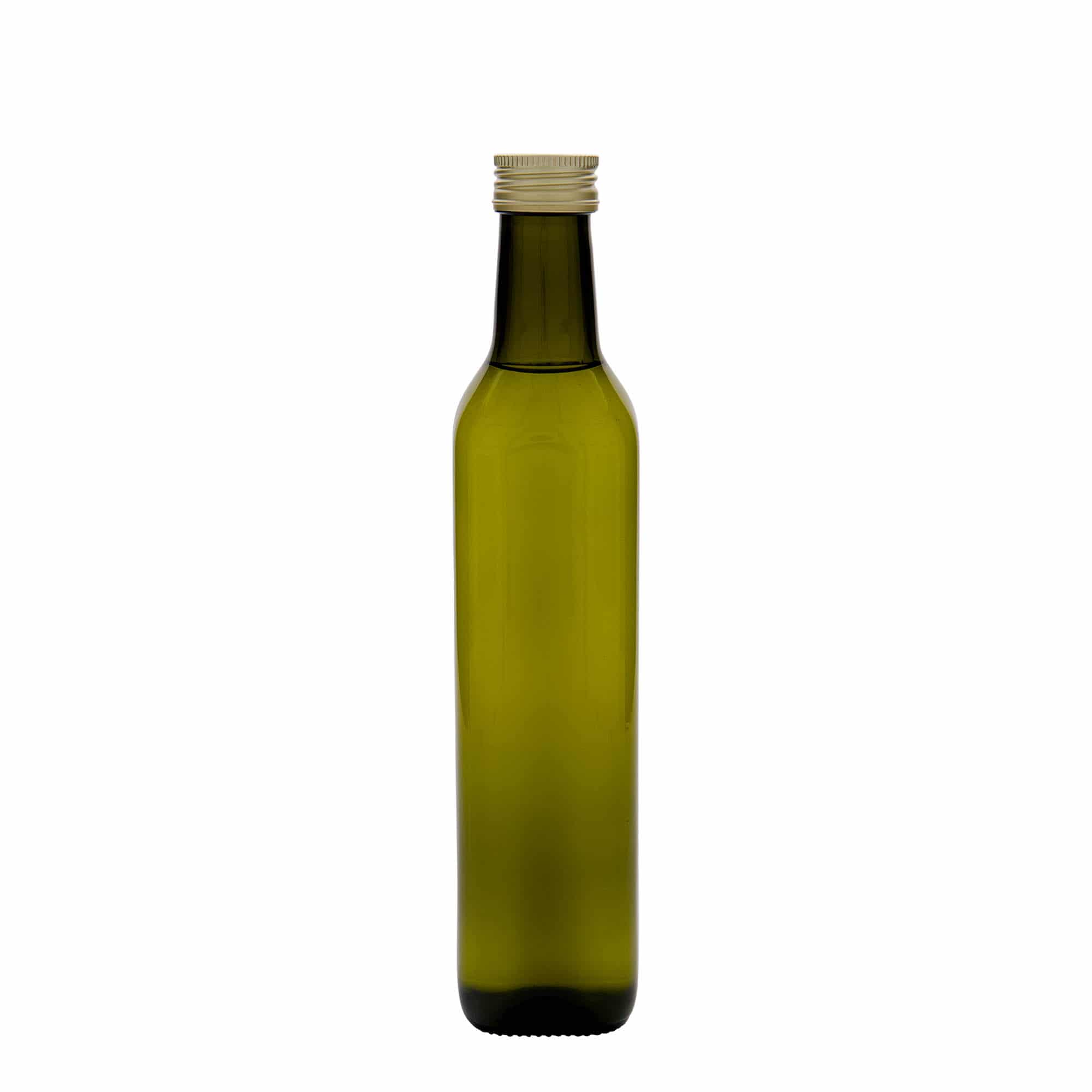 500 ml butelka szklana 'Marasca', kwadratowa, antyczny zielony, gwint: PP 31,5