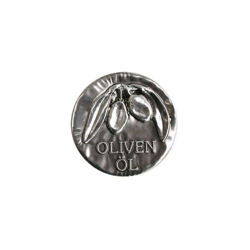 Etykieta cynowa 'Oliwa z oliwek', metal, kolor srebrny