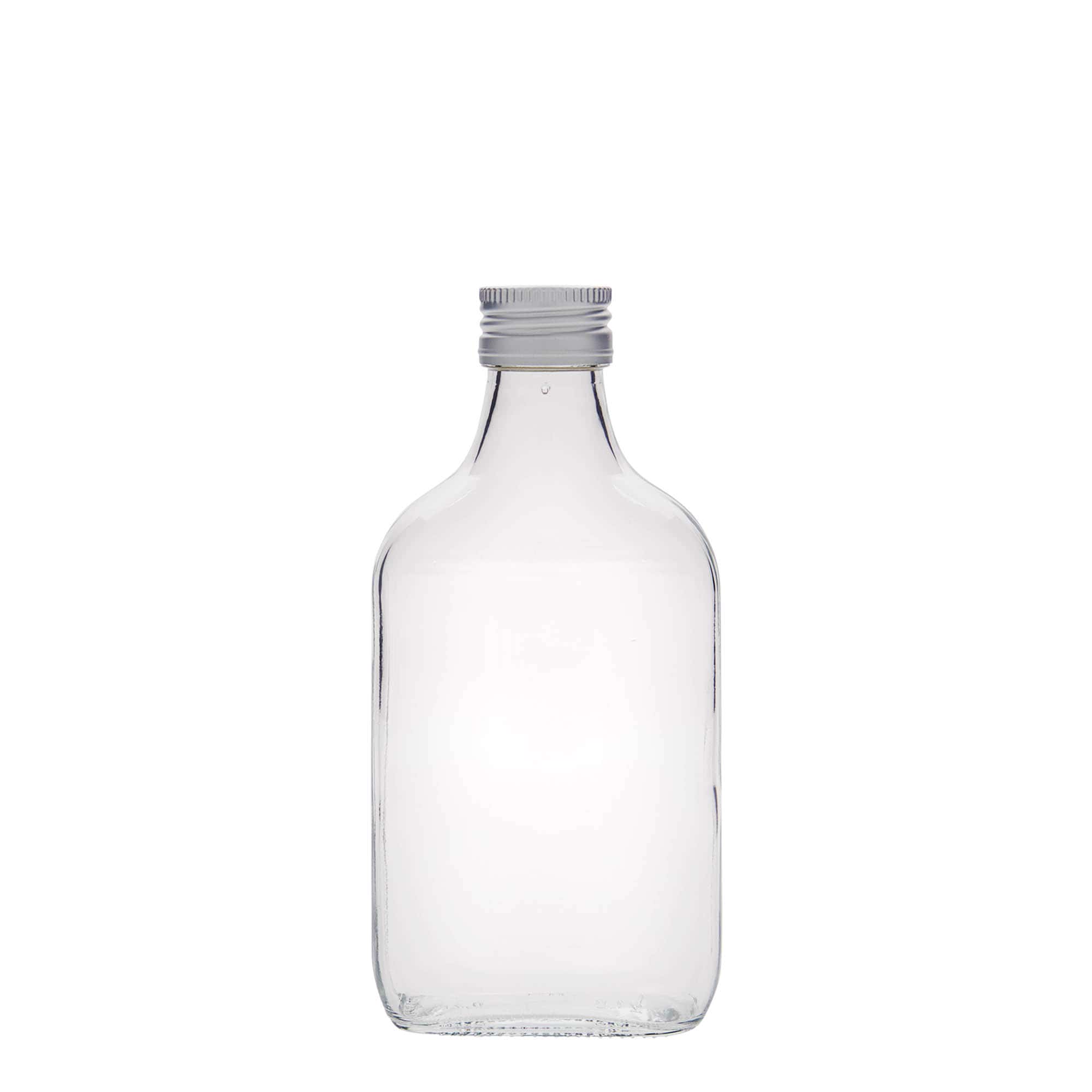 200 ml butelka kieszonkowa, prostokątna, szkło, szyjka: PP 28