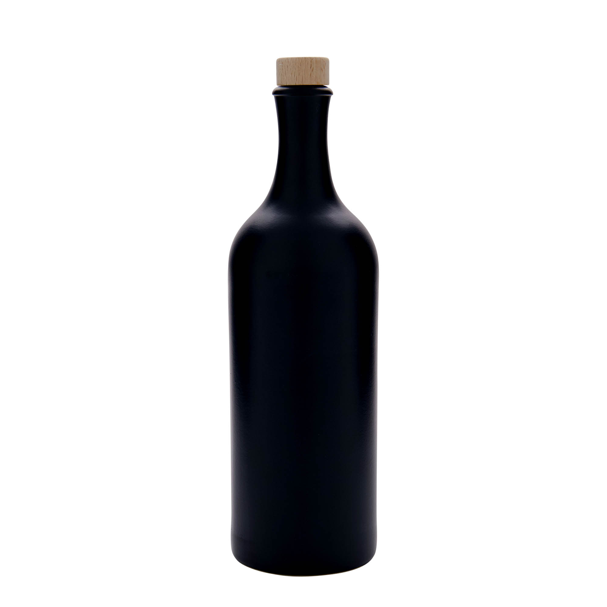 750 ml dzban gliniany z długą szyjką, kamionka, czarny, wylot: korek