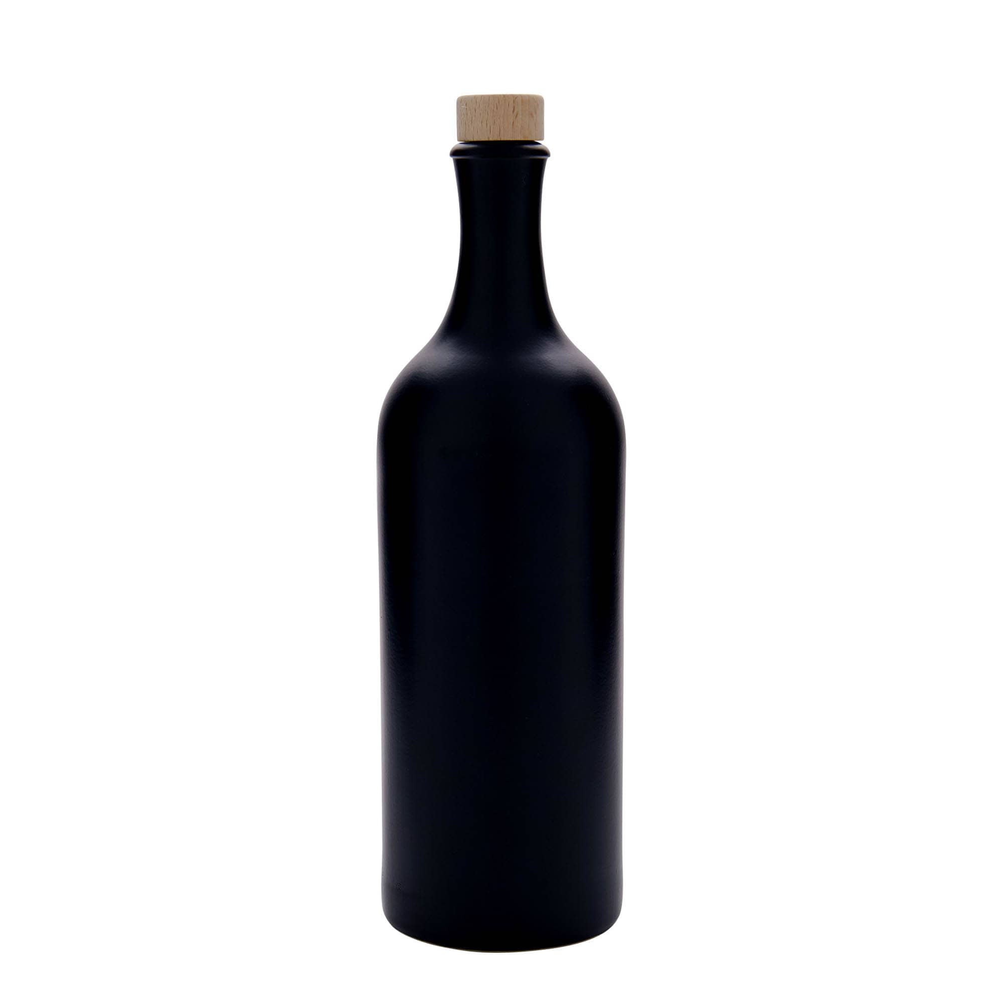 750 ml dzban gliniany z długą szyjką, kamionka, czarny, wylot: korek