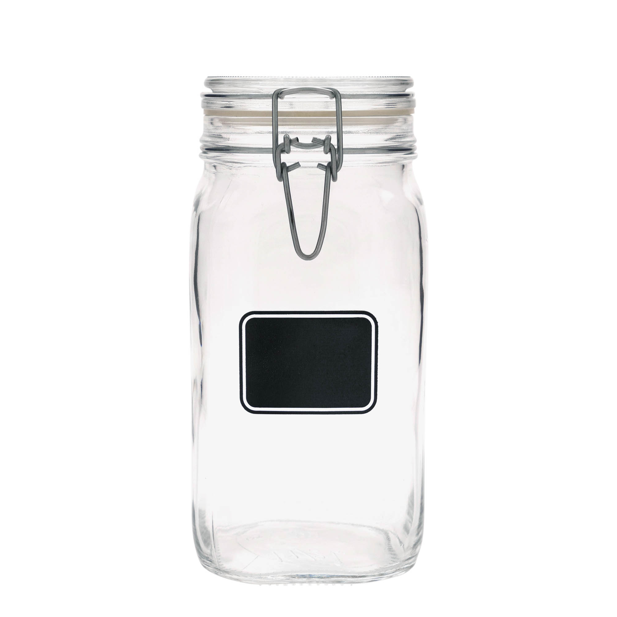 1.500 ml słoik z drucianym zamknięciem „Fido”, wzór: pole na etykietę, kwadratowy, wylew: zamknięcie druciane 1.500 ml słoik z drucianym zamknięciem „Fido”, wzór: pole na etykietę, kwadratowy, wylew: zamknięcie druciane