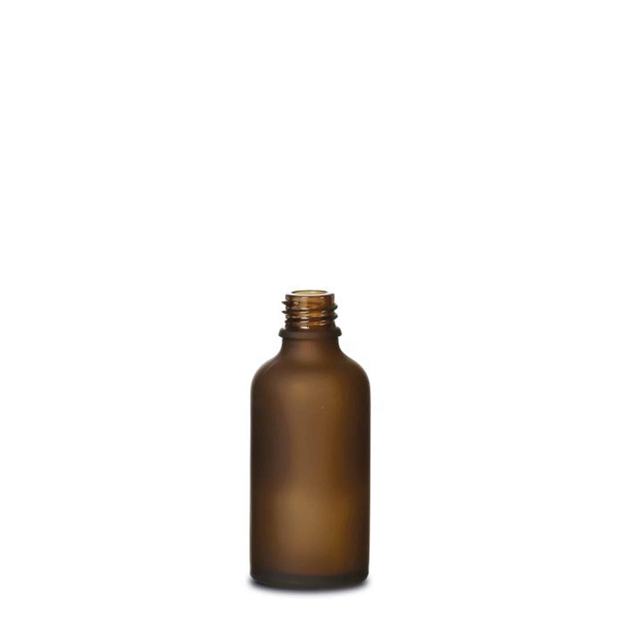 50 ml butelka medyczna, szkło, brązowe matowe, szyjka: DIN 18