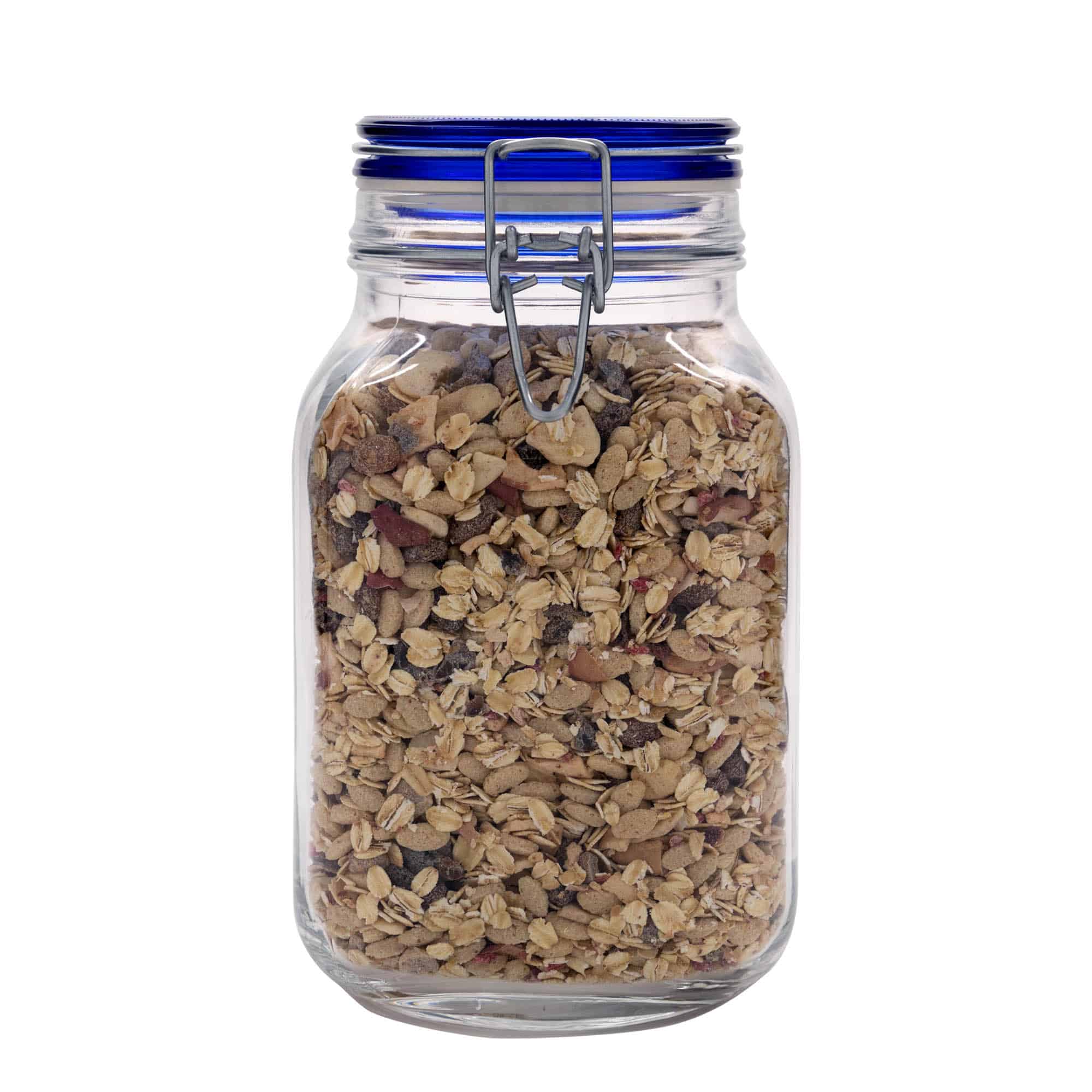 2.000 ml słoik z drucianym zamknięciem 'Fido' niebieska pokrywka, kwadratowy, otwór: zamknięcie z drucianym zaczepem