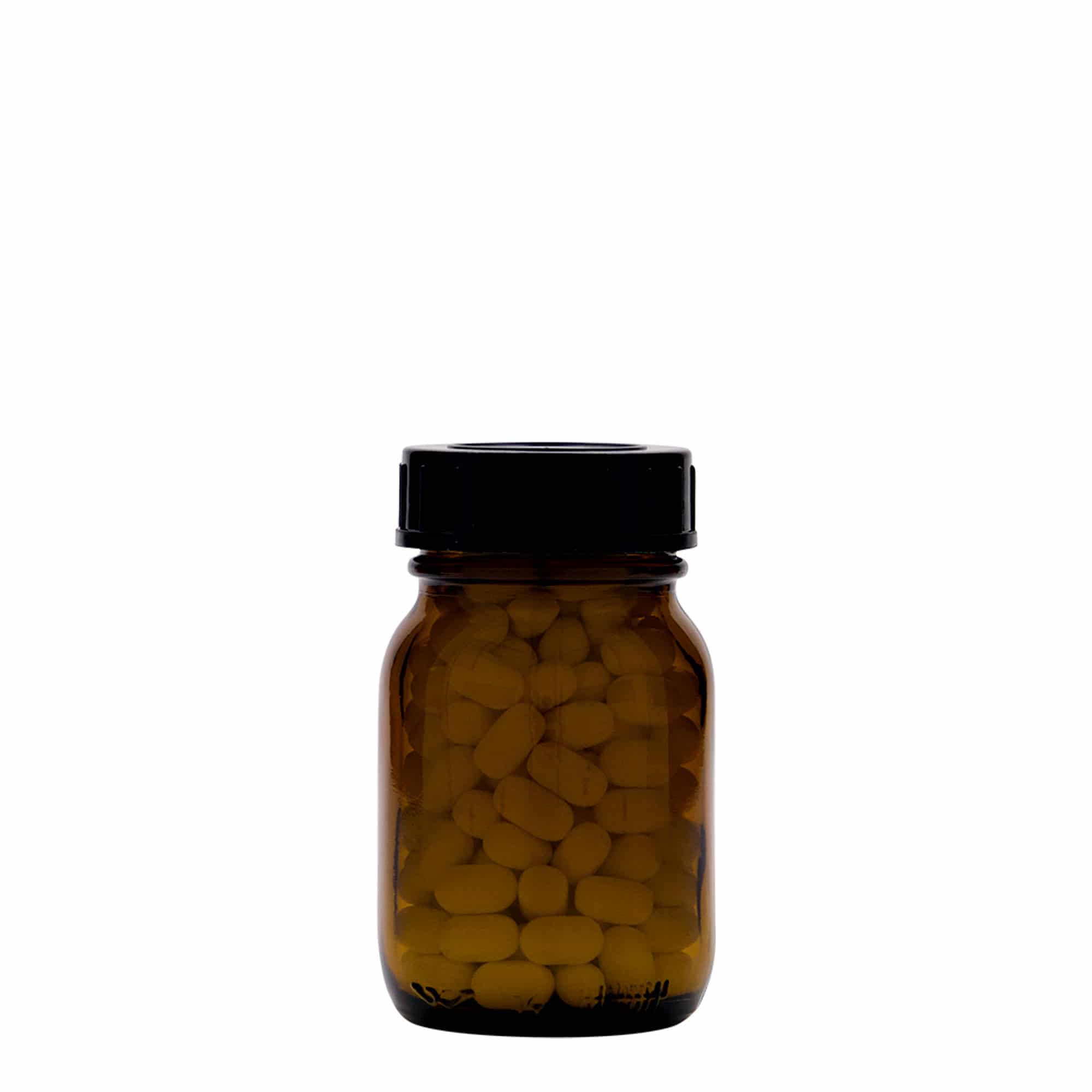 75 ml słoik z szeroką szyjką, brązowy, otwór: DIN 40