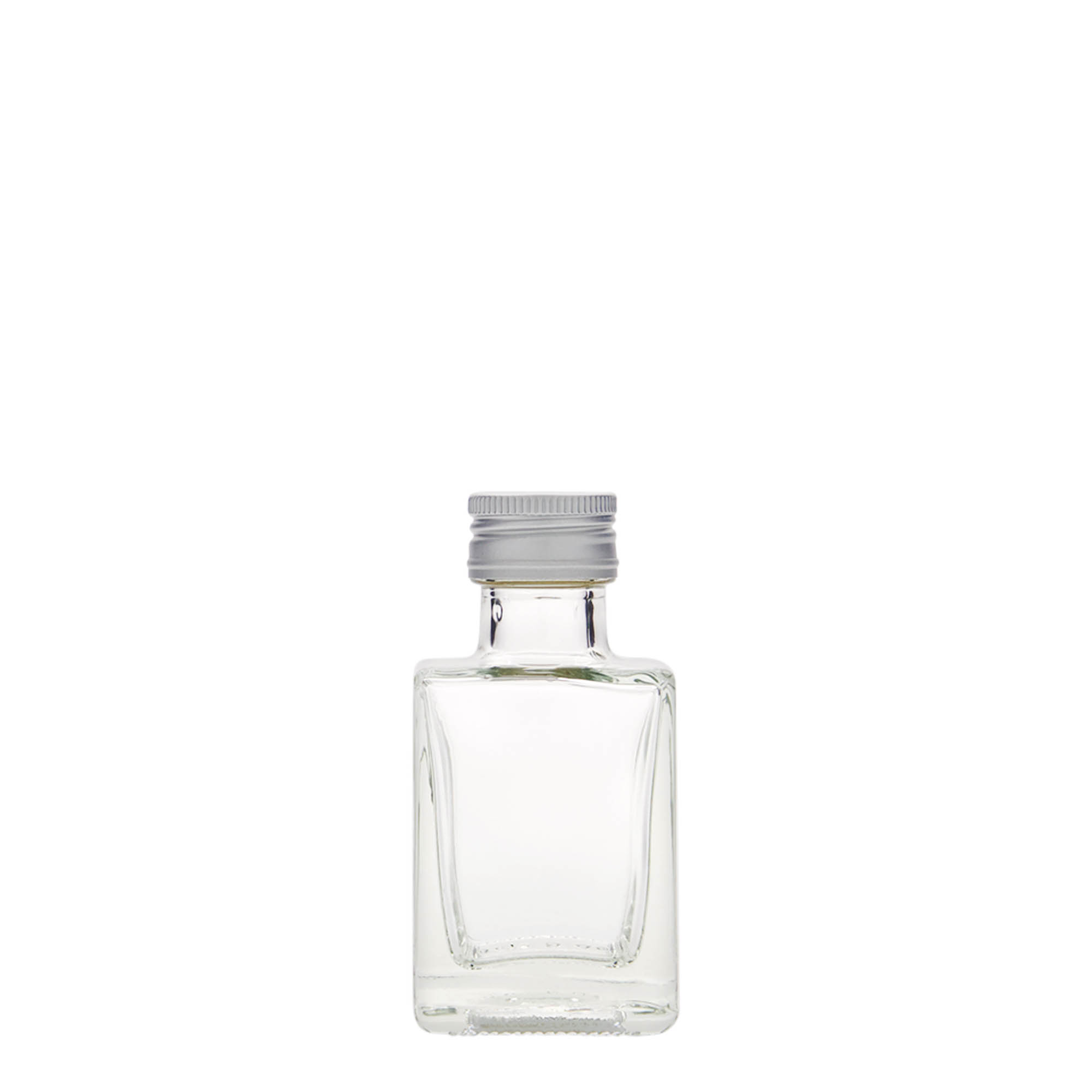 50 ml szklana butelka „Cube”, kwadratowa, szyjka: PP 24 50 ml szklana butelka „Cube”, kwadratowa, szyjka: PP 24