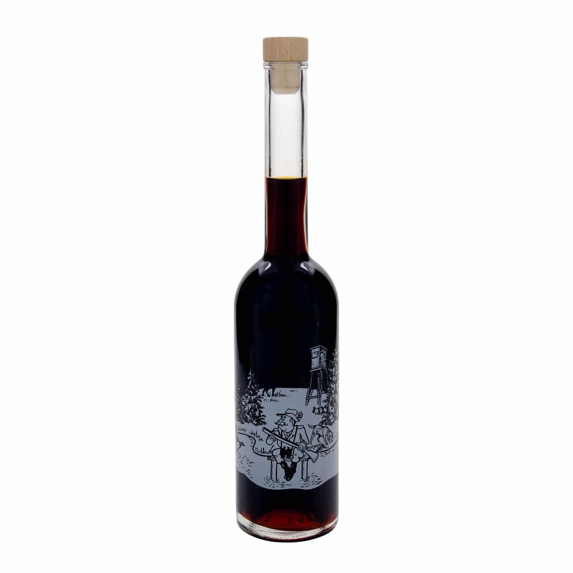 500 ml butelka szklana 'Opera', wzór: myśliwy, zamknięcie: korek