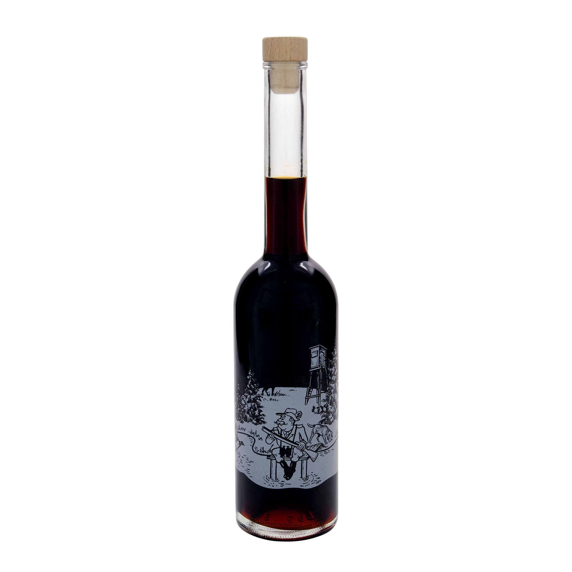 500 ml butelka szklana 'Opera', motyw: myśliwy, korek