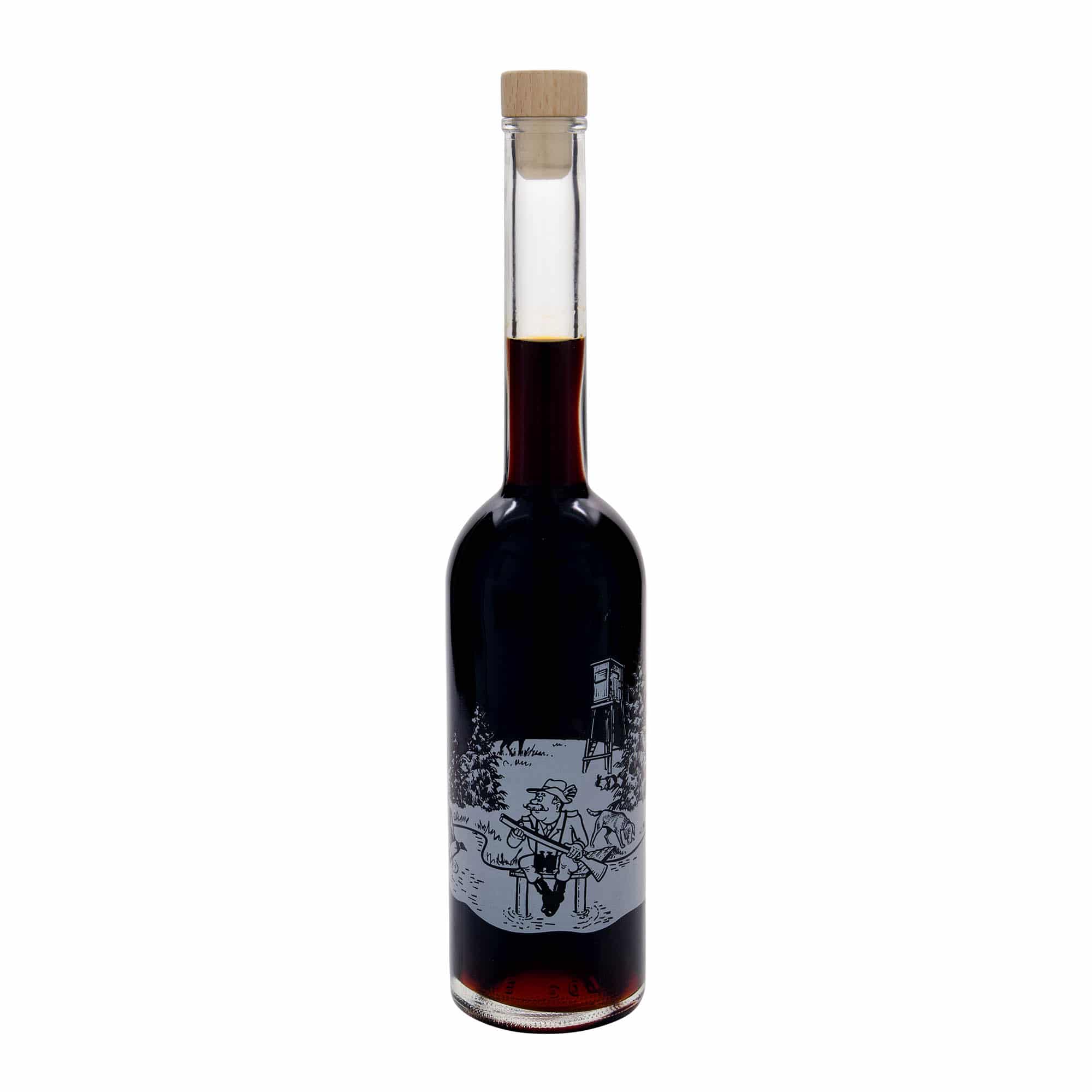 500 ml butelka szklana 'Opera', motyw: myśliwy, korek