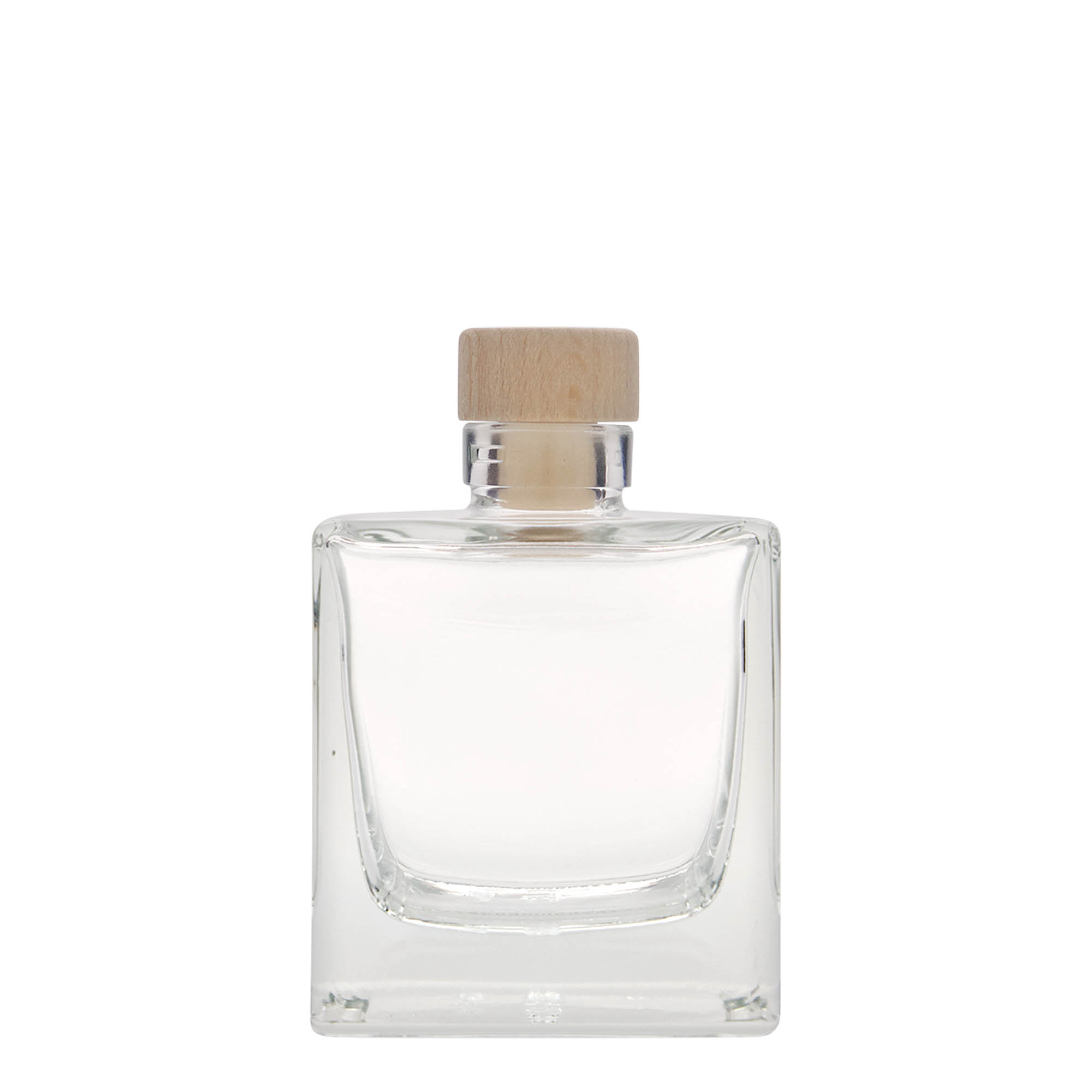 200 ml szklana butelka 'Cube', kwadratowa, szyjka: korek