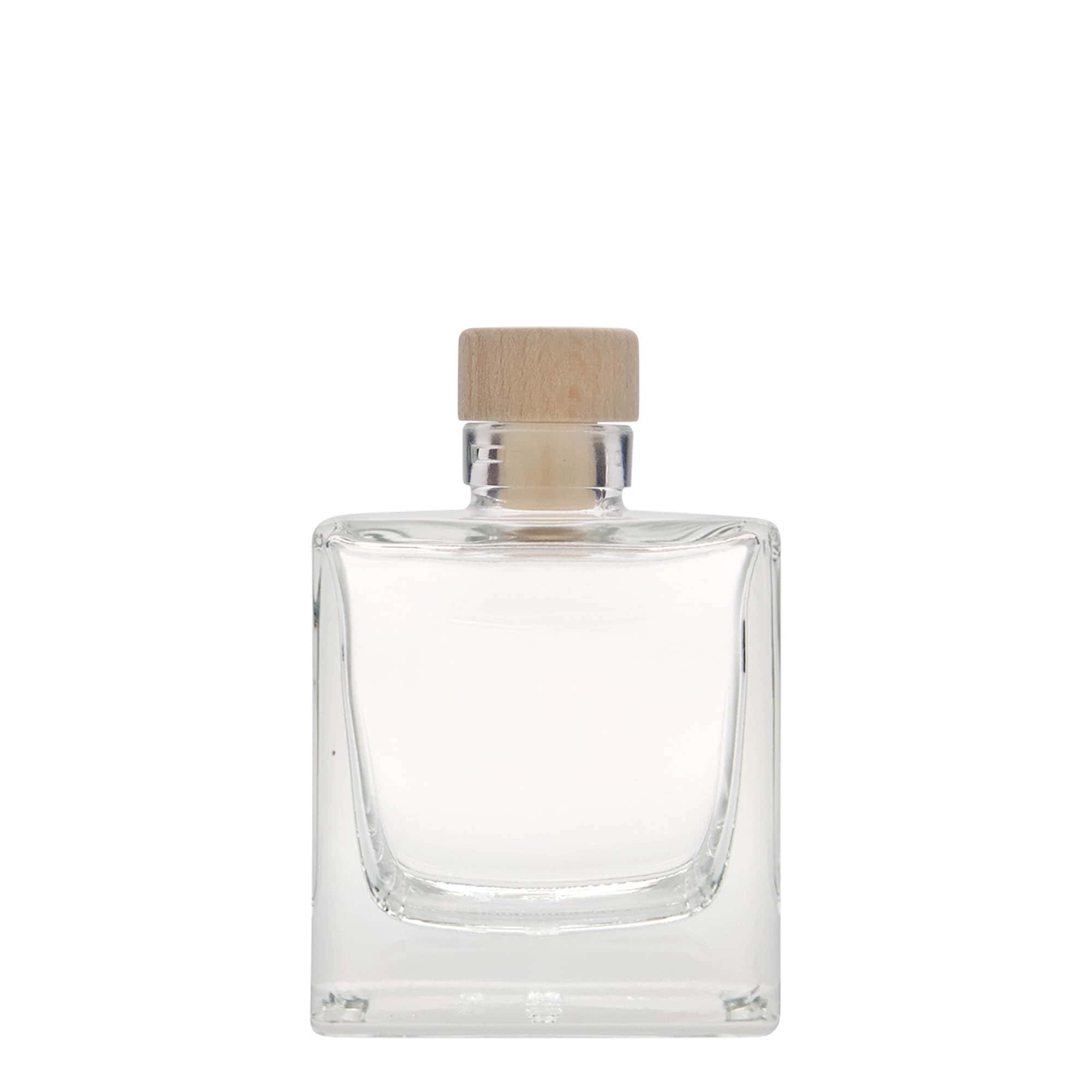 200 ml szklana butelka 'Cube', kwadratowa, szyjka: korek