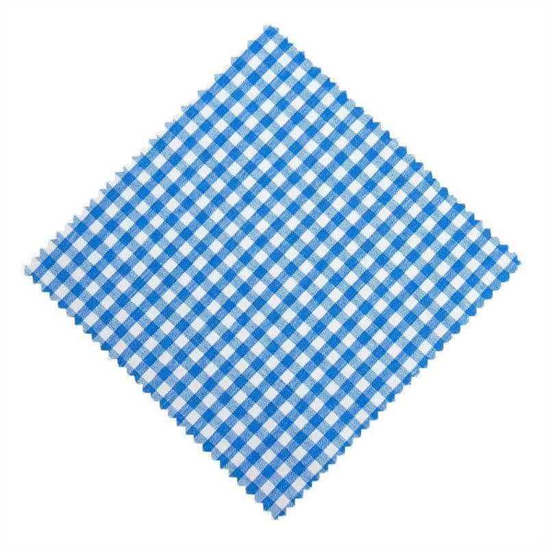 Kapturek na słoik w kratkę 15x15, kwadratowy, materiał tekstylny, kolor petrol, zamknięcie: TO58-TO82 Kapturek na słoik w kratkę 15x15, kwadratowy, materiał tekstylny, kolor petrol, zamknięcie: TO58-TO82
