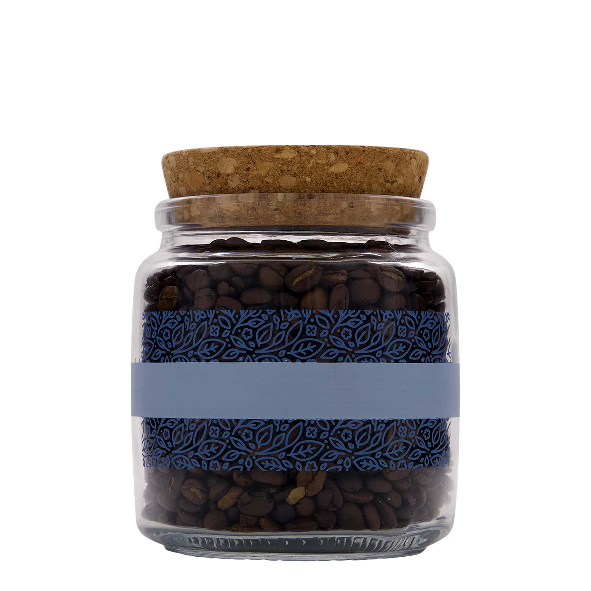 750 ml szklana butelka z korkiem 'Giara', motyw: Naturalmente blu, otwór: korek