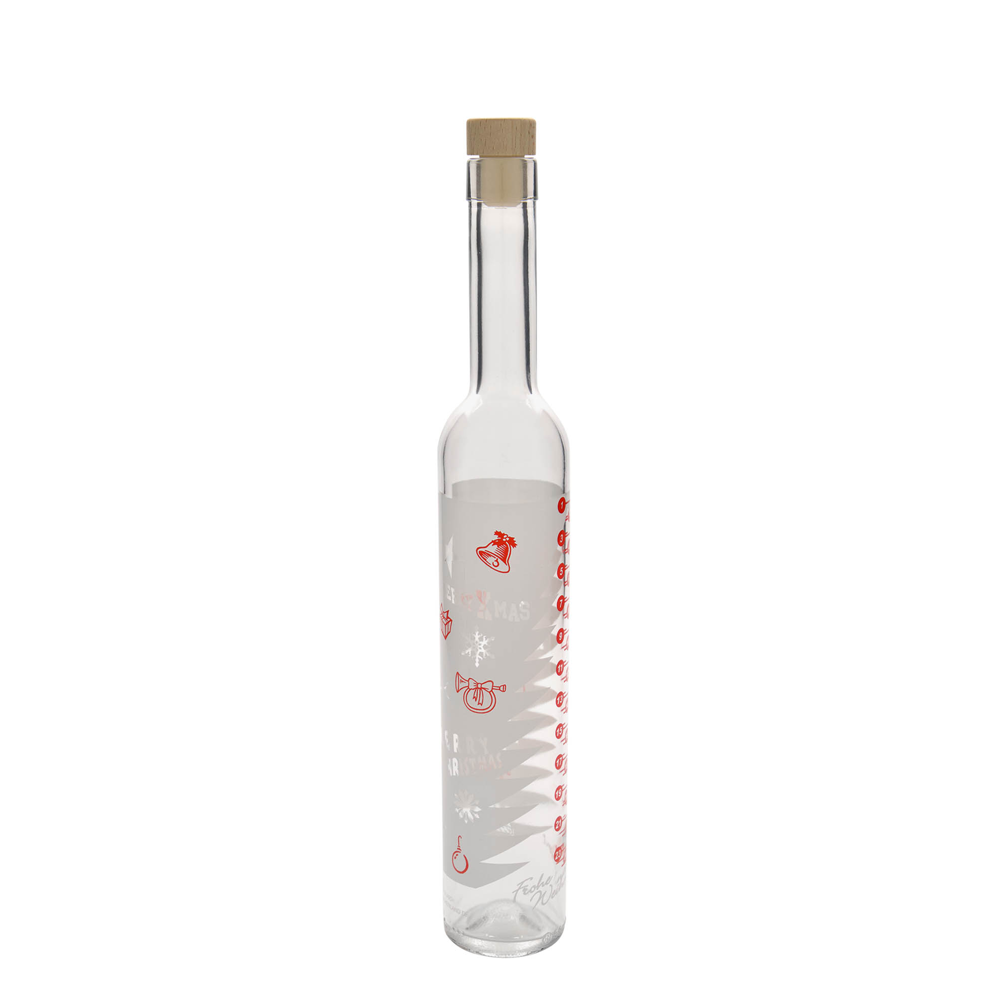 500 ml butelka szklana Maximo z nadrukiem „Kalendarz adwentowy”, szyjka: korek 500 ml butelka szklana Maximo z nadrukiem „Kalendarz adwentowy”, szyjka: korek