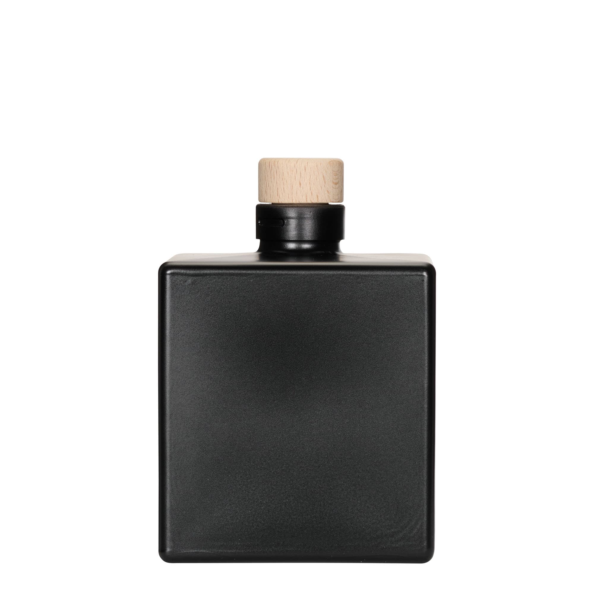 500 ml butelka szklana „Cube”, kwadratowa, czarna, otwór: korek