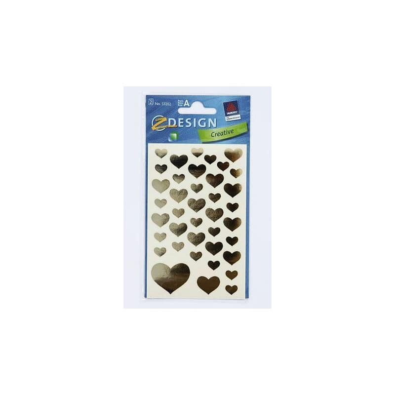 Naklejki Zweckform „Serduszka”, papier, złote Naklejki Zweckform „Serduszka”, papier, złote