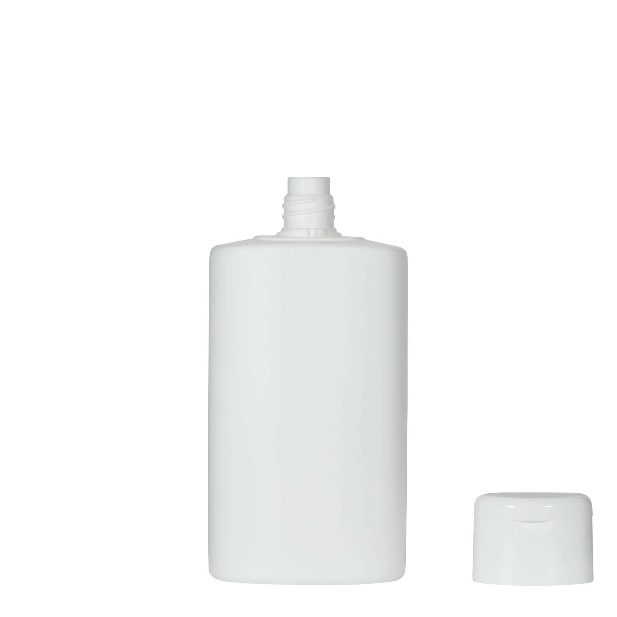 250 ml butelka z tworzywa sztucznego 'Indy', owalna, HDPE, kolor biały, zamknięcie: zakrętka