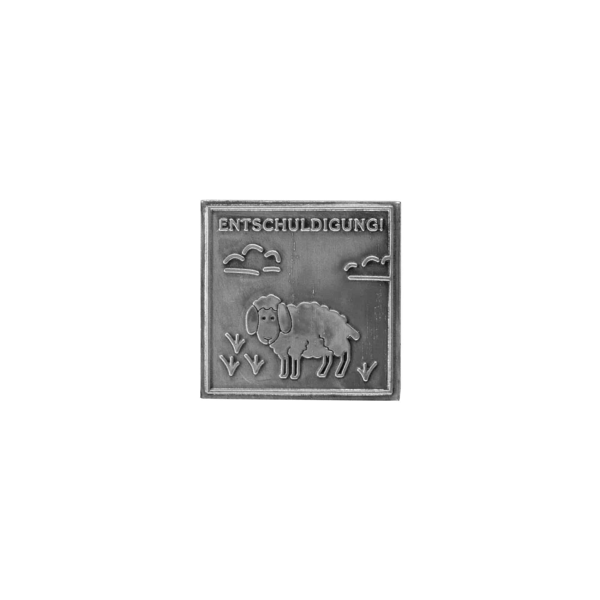 Etykieta cynowa 'Przeprosiny', kwadratowa, metal, kolor srebrny Etykieta cynowa 'Przeprosiny', kwadratowa, metal, kolor srebrny