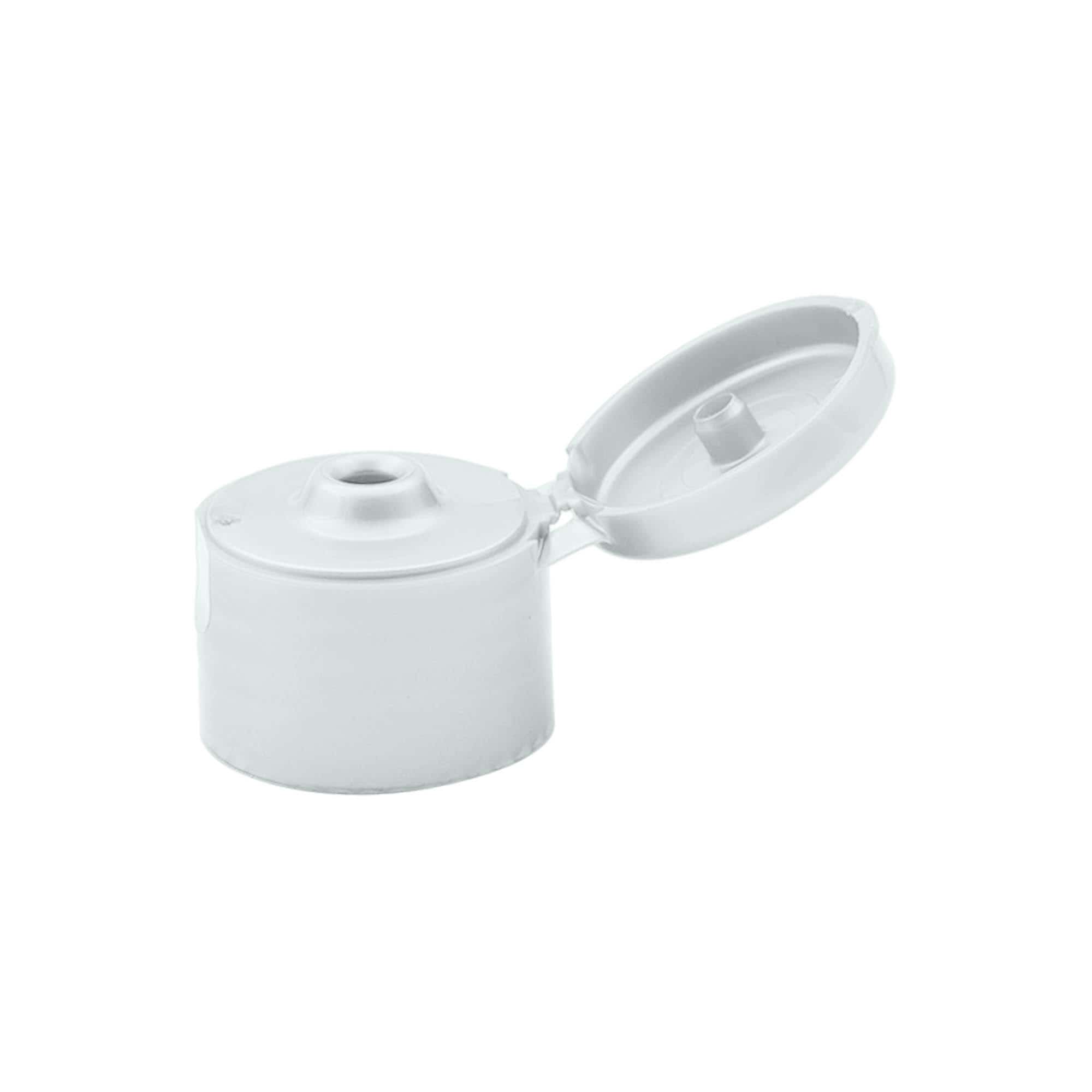 Zakręcana pokrywka z zawiasem, tworzywo sztuczne PP, srebrna, do gwintu: 24/410 Zakręcana pokrywka z zawiasem, tworzywo sztuczne PP, srebrna, do gwintu: 24/410