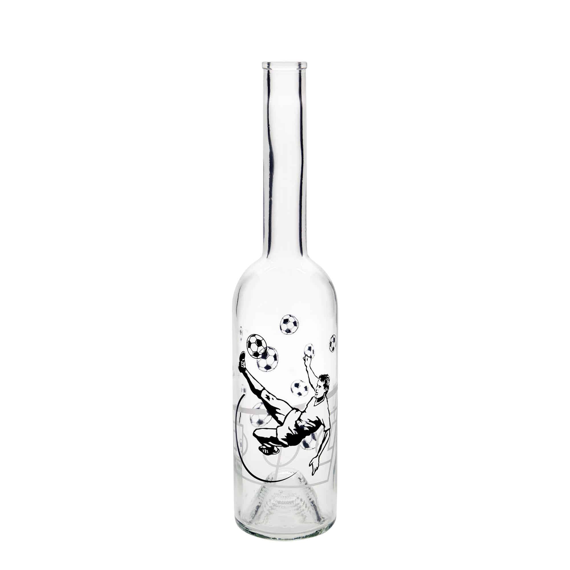 500 ml butelka szklana 'Opera', wzór: piłkarz, zamknięcie: korek 500 ml butelka szklana 'Opera', wzór: piłkarz, zamknięcie: korek