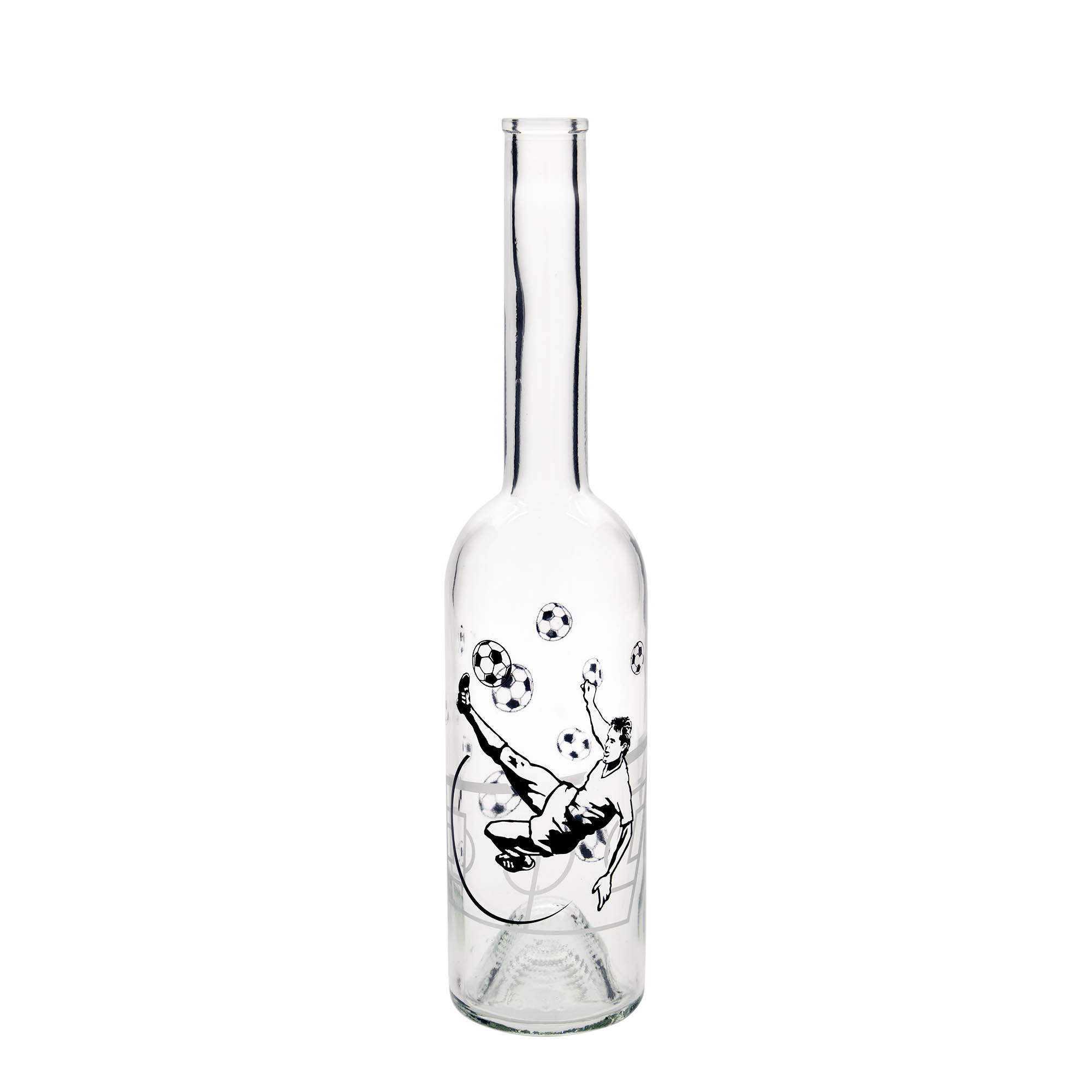 Butelka szklana 500 ml 'Opera', motyw: piłkarz, korek Butelka szklana 500 ml 'Opera', motyw: piłkarz, korek